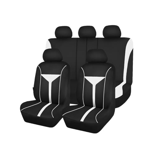 Zpana Car Seat Cover Full Set, Breathable Vehicle Front Seat and Rear Bench Split Protector, Washable Dustproof Automotive Seat Pad Accessories (White) - color: White, size: Full Set