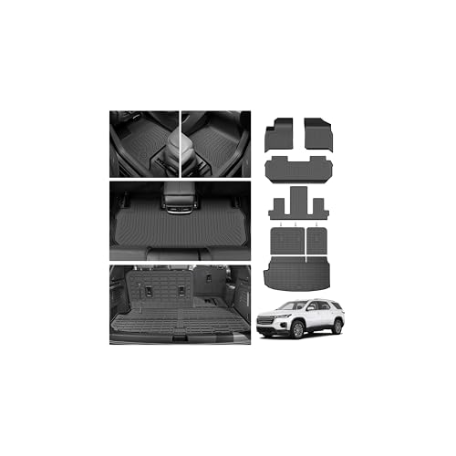 Cartist Floor Mats for 2018-2023 Chevy Traverse 7 Seats (Fit 2024 Traverse Limited), All Weather Cargo Liner for Traverse Accessories, Heavy Duty TPE Floor Mats and Cargo Mats, Car Accessories - size: 1)Chevy Traverse 7 Seats 18-23