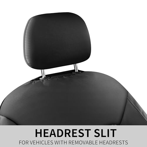 HChengkikz Car Seat Cover, Breathable and Waterproof Leather Seat Covers, Luxury PU Universal Fit Automotive Airbag Compatible for Cars Sedans SUV and Trucks (2 Pieces, Front Seat, Black) - color: N1 Black, size: Front Seat