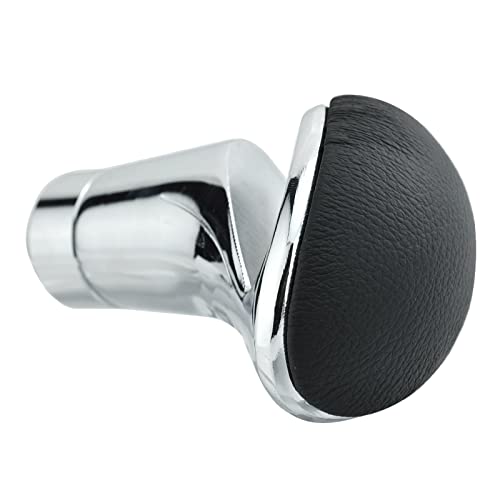 Alloy Gear Stick Shifter Knob Leather Covered Car Shift Lever Handle Fit Most Manual Automatic Vehicles, Black Silver