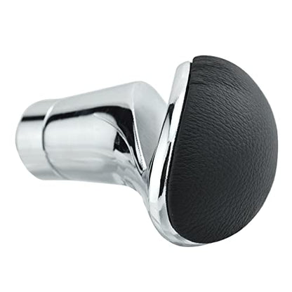 Alloy Gear Stick Shifter Knob Leather Covered Car Shift Lever Handle Fit Most Manual Automatic Vehicles, Black Silver