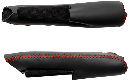 Compatible with Genuine Leather Hand-Stitched Handbrake Cover Interior Accessories Protective Decoration for Toyota Corolla RAV4 2014 2015 2016 2017 2018 2019 2020 Red Line