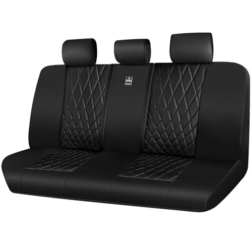 CAR PASS Luxury Faux Leather Rear Bench Car Seat Covers, Waterproof Anti Slip Back Seat Covers, Deluxe Automotive Backseat Cover Universal Fit for Most Cars Sedan SUV Pickup Truck (All Black) - color: Pure Black, size: Rear Seat
