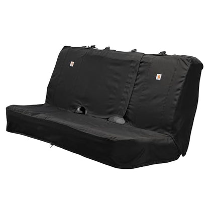 Carhartt Universal Nylon Duck Canvas Automotive Bench Seat Covers, Durable Fitted Full-Size Bench Seat Protection with Rain Defender, Black - color: Black