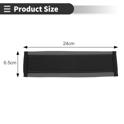 Black Gray Seat Belt Cover Pad Faux Leather 24cm Seatbelt Strap Cushion Shoulder Padding 2 Pcs - color: Black,Gray