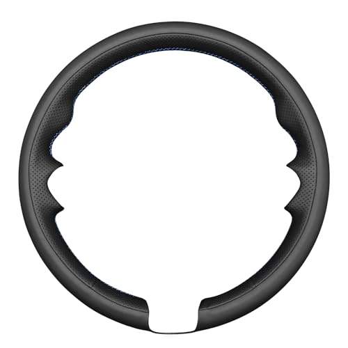 MEWANT Hand-Stitched Steering Wheel Cover for BMW (M Sport) F22 F23 F30 F34 F32 F33 F36 F10 F07 F12 F13 F06 F39 F25 F26 F15 F16, DIY Custom Fit Steering Wheel Wrap for BMW - color: 28:3D style:Microfiber leather&Blue thread