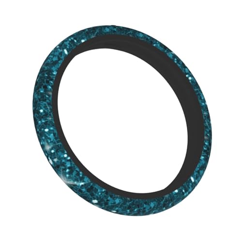 Turquoise Glitter Pattern Steering Wheel Cover,Warm in Winter and Cool in Summer,15 in Universal Accessory for Diverse Car Fashion Elastic Breathable Silicone Anti-Slip Decor Cover for Men Women - color: Turquoise Glitter Pattern