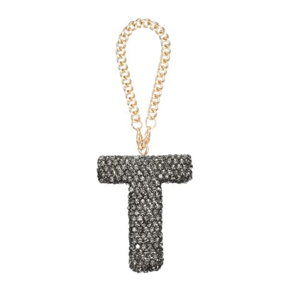 MECCANIXITY Bling Car Letter Charm, Initial T Letter Interior Car Rear View Mirror Decoration Hanging Crystal Ornaments for Women Bags Water Cup DIY Craft, Gray - style: T Letter