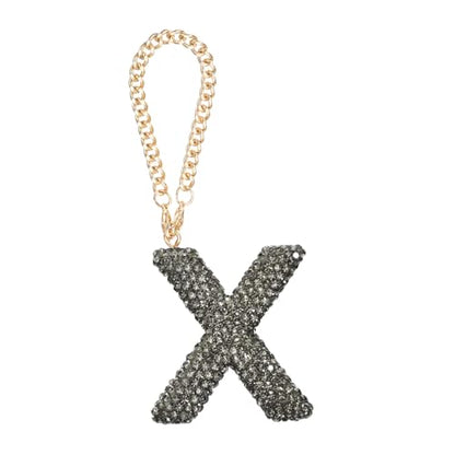 MECCANIXITY Bling Car Letter Charm, Initial X Letter Interior Car Rear View Mirror Decoration Hanging Crystal Ornaments for Women Bags Water Cup DIY Craft, Gray - style: X Letter