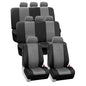 FH Group Car Seat Covers PU Leather 3 Row 8 Seater Car Seat Covers, Airbag Compatible and Split Bench - Fit Most Car, Truck, SUV, & Van Black/Gray - color: Grey, style: 8 Seater