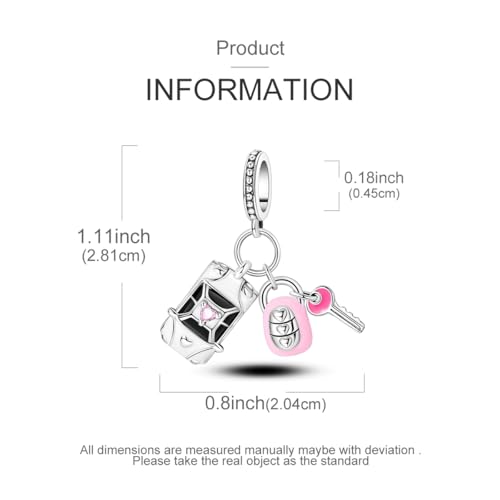NARMO Charms for Bracelets 925 Sterling Silver Star Dangle Charms Car Keys Lipstick Dangle Charm Beads for Women Bracelets Necklace - color: Car Keys