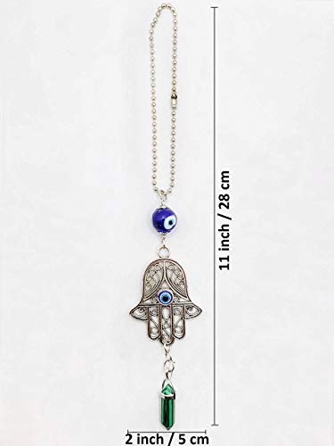 LUCKBOOSTIUM Hand Protection Amulet Evil Eye Car Rearview Mirror Hanging Ornament Charms Accessories Good Luck Charms - (2"x11" Malachite Green) - color: Malachite Green