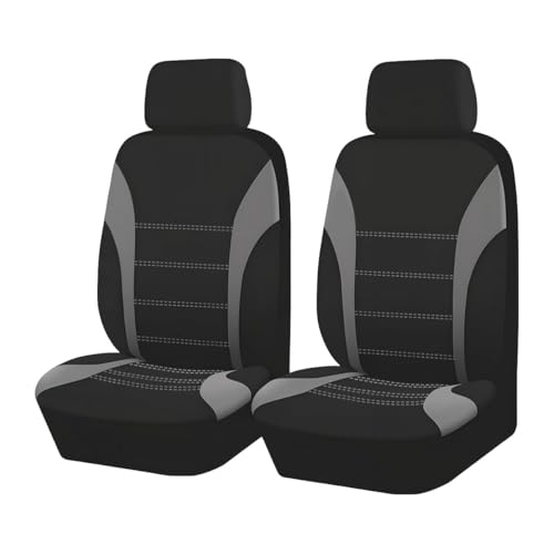 2PCS Car Front Seat Covers, Comfortable Breathable Automotive Seat Covers with Removable Headrest Cover, Sporty Car Seat Protector Cushion for Cars, Trucks, SUVs (Grey) - color: Grey