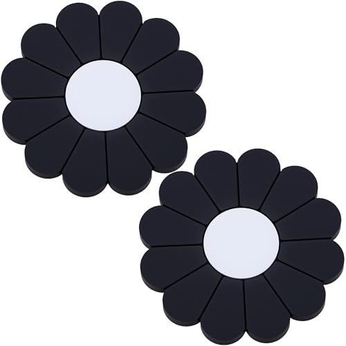 2-Pack Car Cup Holder Coaster Inserts, Daisy Shape, 2.75 Inch Non-Slip Silicone Cup Holder Insert, Universal Non-Slip Cup Holders, Car Accessories Interior for Women and Man (Black) - color: Black, size: 2 pcs