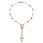 Gold Plated Beads Catholic Guadalupe Car Rearview Mirror Rosary Hanging Charm Chain for Women with Gift Box - color: Hollow beads
