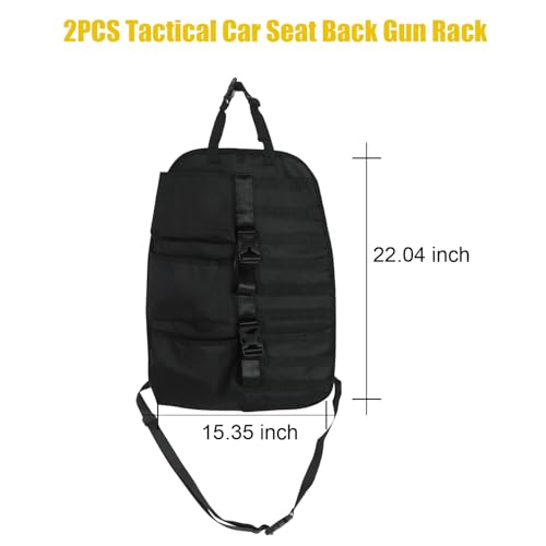 SUNPIE 2 Pcs Seat Back Truck Gun Rack, Automotive Gun Racks with Molle Panel Universal Seatback Storage Pockets Tactical Car Seat Back Organizer for Hunting Accessories Storage, Black