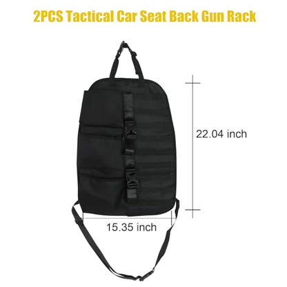 SUNPIE 2 Pcs Seat Back Truck Gun Rack, Automotive Gun Racks with Molle Panel Universal Seatback Storage Pockets Tactical Car Seat Back Organizer for Hunting Accessories Storage, Black