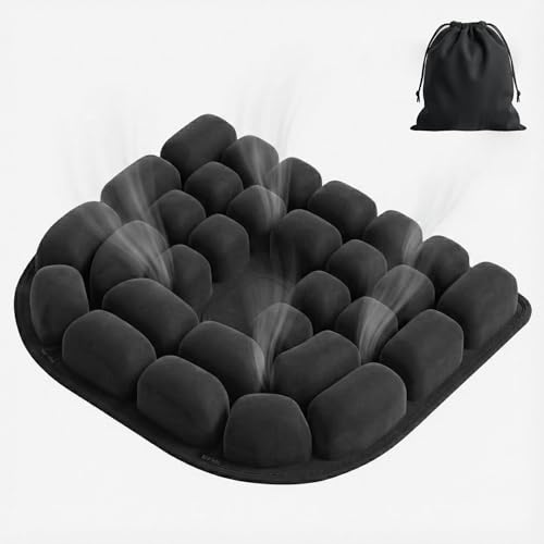 Inflatable Travel Seat Cushion for Airplane - Portable Air Pad with Built-in Pump for Long Flights & Car Rides - Ergonomic Tailbone Pain Relief for Office Chair, Wheelchair, Stadium - size: 17"x18.5"
