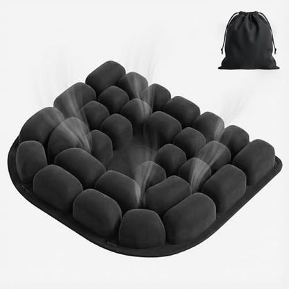 Inflatable Travel Seat Cushion for Airplane - Portable Air Pad with Built-in Pump for Long Flights & Car Rides - Ergonomic Tailbone Pain Relief for Office Chair, Wheelchair, Stadium - size: 17"x18.5"