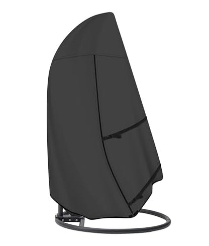 ULTCOVER Patio Hanging Egg Chair Cover - Waterproof Outdoor Single Seat Swing Egg Chair with Stand Cover 45W x 33D x 68H inches, Black - color: Black, size: Single Seat