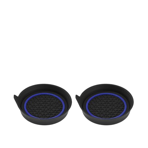 2PCS Car Cup Holder Coaster, Silicone Non-Slip Vehicle Cup Recessed Mats, Waterproof ＆ Sift-Proof Automotive Interior Insulation Drink Insert Pads, Universal Fit (Blue/Black) - color: Blue/Black