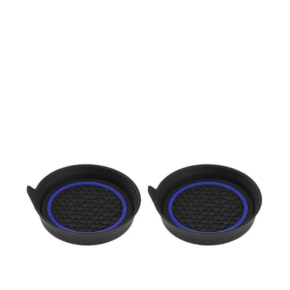 2PCS Car Cup Holder Coaster, Silicone Non-Slip Vehicle Cup Recessed Mats, Waterproof ＆ Sift-Proof Automotive Interior Insulation Drink Insert Pads, Universal Fit (Blue/Black) - color: Blue/Black