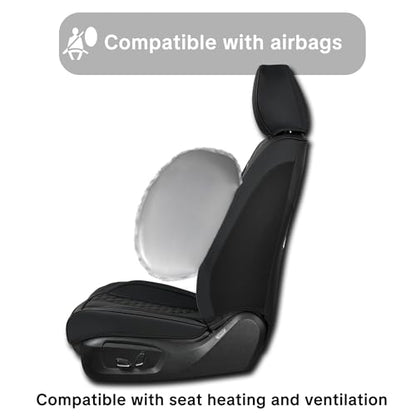 Black Universal Car Seat Covers Premium Nappa Leather with Lumbar Support Waterproof Full Set Non-Slip Contoured Fit Airbag Compatible Fits Most Vehicles Easy to Clean and Install - color: A_Black