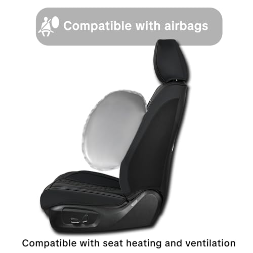 Black Universal Car Seat Cover, Waterproof Leather, Lumbar Support | Compatible with over 7,200+ Vehicle Models - color: A_Black