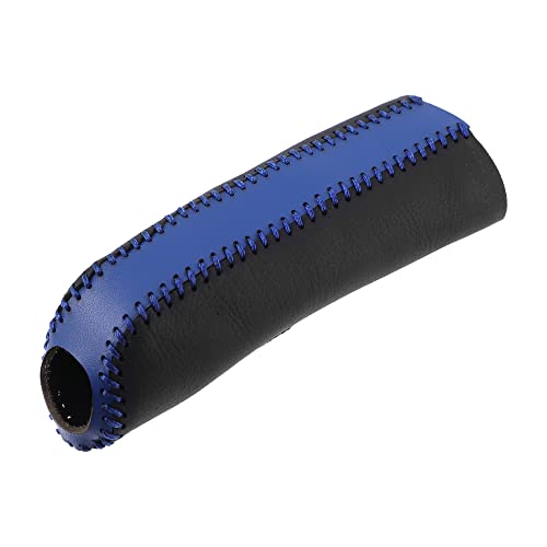 X AUTOHAUX Car Handle Hand Brake Sleeve Handbrake Cover Protector Interior Accessories Decoration Black Blue Faux Leather for Ford for Mustang 2015-2021