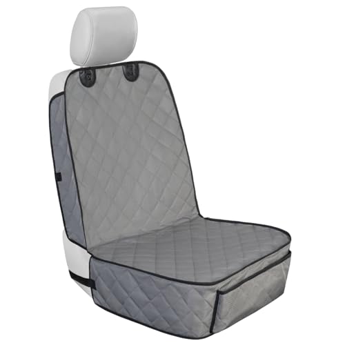 Dog Car Seat Cover Front Seat - Waterproof and Non-Slip, Heavy-Duty Pet Seat Protector with Side Flaps, Full Protection for Front Bucket Chairs on Cars SUVs Trucks (Grey, Standard Front) - color: Grey, size: Standard Front