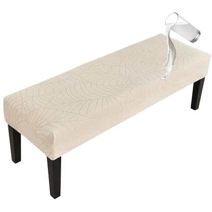 FUANGUI Waterproof Bench Cover, Stretch Jacquard Dining Bench Cover for bedrooms, Living Rooms, Kitchens, Protector Chair Bench Piano Bench Seat Covers Stool Slipcover Removable, Washable - Beige - color: Jacquard Beige