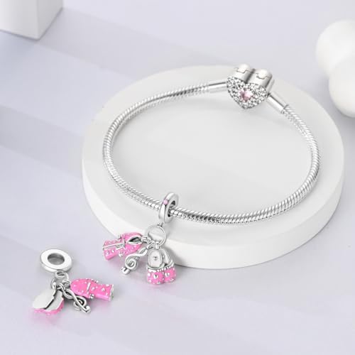 NARMO Charms for Bracelets 925 Sterling Silver Star Dangle Charms Car Keys Lipstick Dangle Charm Beads for Women Bracelets Necklace - color: Bathrobe