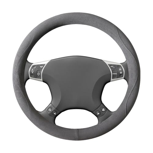 Car Steering Wheel Cover, 14.5-15" Breathable Soft Suede Steering Wheel Protector with Non-Slip Lining, Warm Auto Protection Guard Accessories, Universal for Van Truck RV (Dark Gray) - color: Dark Gray
