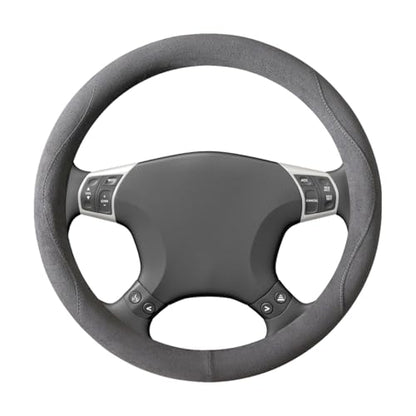 Car Steering Wheel Cover, 14.5-15" Breathable Soft Suede Steering Wheel Protector with Non-Slip Lining, Warm Auto Protection Guard Accessories, Universal for Van Truck RV (Dark Gray) - color: Dark Gray