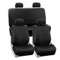 FH Group Full Set Faux Leather Car Seat Covers - Universal Fit, Low Back Front Seat Covers, Solid Back Seat Cover, Easy to Clean, Seat Cover for SUV, Sedan, Van, Black - color: Black, style: Full Set