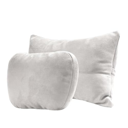 Kwak's Car Headrest Pillow & Lumbar Support Set Neck Pillow 2-Level Height Adjustment, Removable Washable Cover, Neck Pillow for Car Driving Comfort (Grey) - color: Grey