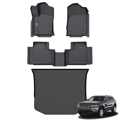 Binmotor-Floor Mats & Cargo Liner for Jeep Grand Cherokee 2016-2021 (Non L) & 2022 Grand Cherokee WK All Weather Car Mat Grand Cherokee Accessories Cargo Mat Floor Liners Trunk Liner - style: 11) Car Mats for Jeep Grand Cherokee (2016-2021)