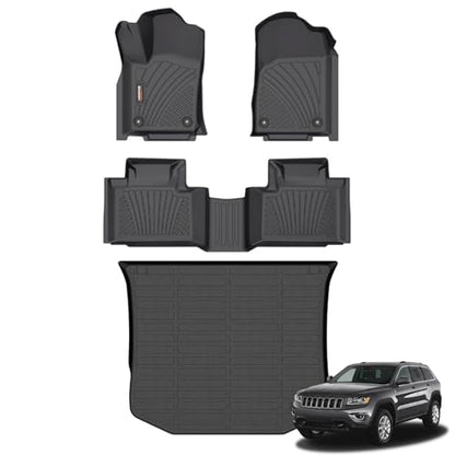 Binmotor-Floor Mats & Cargo Liner for Jeep Grand Cherokee 2016-2021 (Non L) & 2022 Grand Cherokee WK All Weather Car Mat Grand Cherokee Accessories Cargo Mat Floor Liners Trunk Liner - style: 11) Car Mats for Jeep Grand Cherokee (2016-2021)