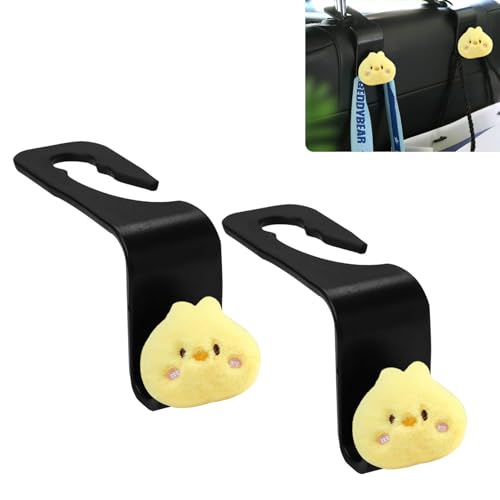 Duck Car Seat Headrest Hook 2 Pack Car Purse Hook Cars Seat Hooks for Headrest Universal for Handbag Bags Drink Grocery Coat Universal Vehicle,Cars Accessories Duck Gifts for Women Men - color: Yellow Duck