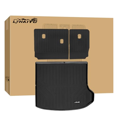 Cargo Mat with Backrest Protection for 2022-2026 Jeep Grand Cherokee,TPE All Weather Protection Cargo Liner with Velcro Rear Seats Backrest car Accessories-Black - size: 22-26丨Grand Cherokee cargo mat
