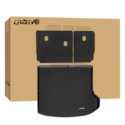 Cargo Mat with Backrest Protection for 2022-2026 Jeep Grand Cherokee,TPE All Weather Protection Cargo Liner with Velcro Rear Seats Backrest car Accessories-Black - size: 22-26丨Grand Cherokee cargo mat