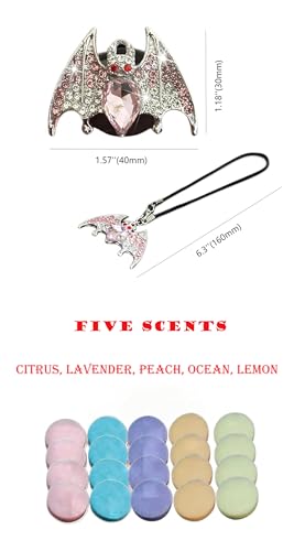 New Bat Aromatherapy Car Decoration Clip Car Air Vent Decorative Fragrance Bat Rearview Mirror Pendant Ambience Decoration Pendant (Silver Bat & Silver Bat Pendant) - size: Silver Bat & Silver Bat Pendant
