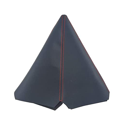 Universal Car Shift Knob Boot Dust Cover, Shift Boot Cover, Made of Black Pu Leather with Black and Blue Seams (Red)