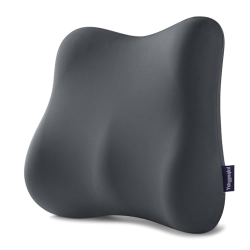 Lumbar Support Pillow Office Chair Lumbar Pillow Lower Back Pain Relief Cozy Dark Gray Memory Foam Back Cushion with Removable Cover Suitable for Car, Bed
