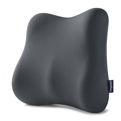 Lumbar Support Pillow Office Chair Lumbar Pillow Lower Back Pain Relief Cozy Dark Gray Memory Foam Back Cushion with Removable Cover Suitable for Car, Bed