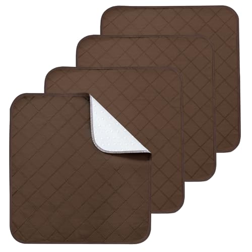 Waterproof Chair Pads for Incontinence, 4 Pack Reusable Seat Protector Pads 22" x 21", Absorbent Wheelchair Pad Covers, Washable Chair Pads for Adults, Kids & Pets - Brown - color: Brown, size: 22" x 21"