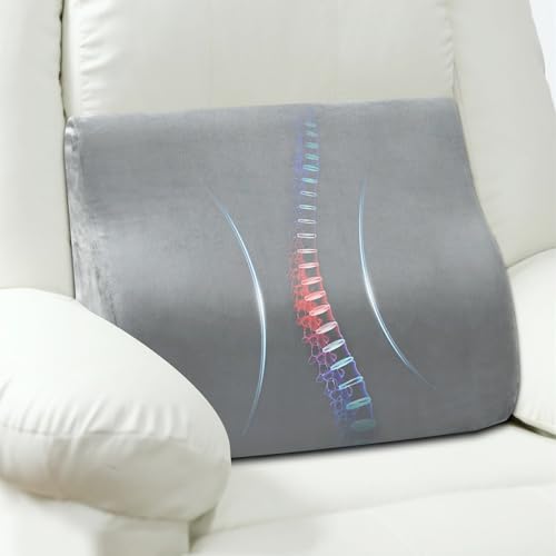 Back Support Pillow for Recliner Chair, Memory Foam Couch Back Cushions Ergonomic Large Lumbar Support Pillow for Lower Back Pain Relief, with Soft Velvet - color: Grey