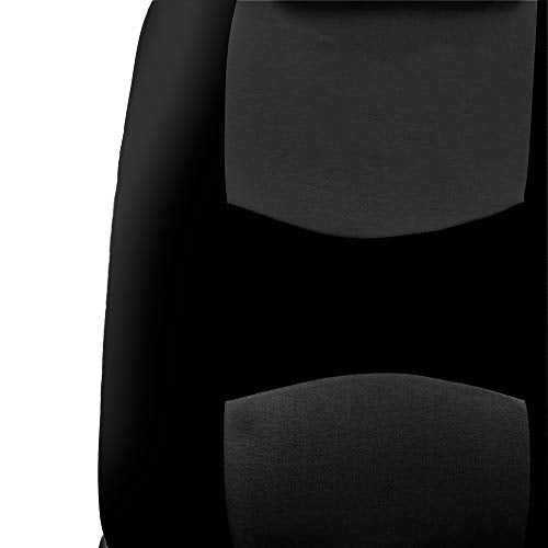 FH Group Stylish Full Set Car Set Covers Front Set and Rear Split Function, Airbag Compatible – Universal Fit for Cars Trucks & SUVs (Solid Black) - color: Black
