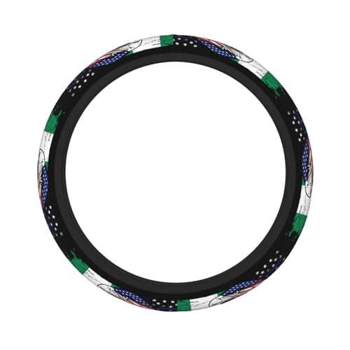 Nigeria Nigerien Flag America Eagle Breathable Neoprene Steering Wheel Cover - Anti-Slip Floral Design Universal Fit for Cars/Trucks/Suvs (14.5"-15" Inch) - color: Nigeria Nigerien Flag America Eagle