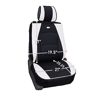 FH Group Ultra Comfort Highest Grade Faux Leather Full Set Cushion Pads Car Seat Covers for Front and Rear– Universal Fit for Cars Trucks & SUVs (White/Black) - color: White, style: Full Set